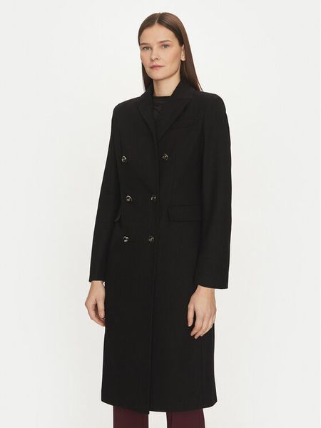 Motivi Płaszcz wełniany 0041Q200541N Czarny Slim Fit. Czarne płaszcze damskie Motivi, na zimę, bez wzorów, z syntetyku. Za 649.99 zł.
