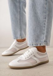 Białe Sneakersy Typu Tenisówki z Siateczkowymi Wstawkami Corigoria. Białe trampki i tenisówki damskie Born2be, bez wzorów, z jeansu. Za 99.99 zł.