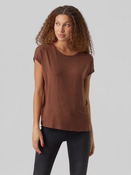 Vero Moda Koszulka w kolorze jasnobrązowym rozmiar: S. Brązowe bluzki damskie Vero Moda, s, bez wzorów, bez kołnierzyka, bez ramiączek. Za 60.95 zł.