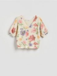 Sweter z ozdobnymi guzikami - wielobarwny. Swetry klasyczne damskie Reserved, l, z dzianiny, bez kołnierzyka. Za 149.99 zł.