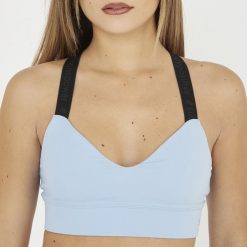 Crop top do treningu DESPINA. Czarne topy sportowe damskie Legea, m, bez wzorów, z elastanu, bez ramiączek. W wyprzedaży za 92.00 zł.