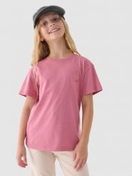 4F T-shirt gładki dziewczęcy - różowy 164 (13-14 lat). Czerwone koszulki dziewczęce 4f, bez wzorów, z bawełny, bez ramiączek. W wyprzedaży za 19.99 zł.