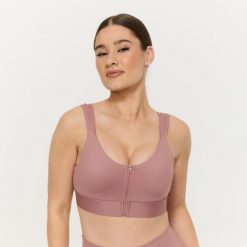 Biustonosz sportowy damski z zamkiem Prime Haze. Szare biustonosze sportowe damskie GYMBEAM, bez wzorów, z materiału. Za 100.90 zł.