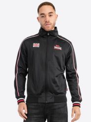 Kurtka z dresu Lonsdale Skellberry. Czarne kurtki męskie Lonsdale, xl, z aplikacjami, z dresówki, bez kaptura. Za 269.50 zł.