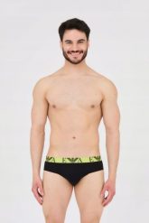EMPORIO ARMANI Slipy 3-pack czarne, zielone. Czarne slipki męskie Emporio Armani, bez wzorów, z bawełny. W wyprzedaży za 188.99 zł.