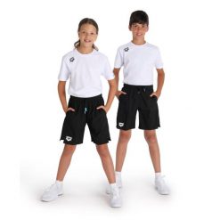 Spodenki Arena Junior Team Bermuda Panel. Czarne szorty męskie Arena, bez wzorów, z materiału, eleganckie. Za 119.61 zł.