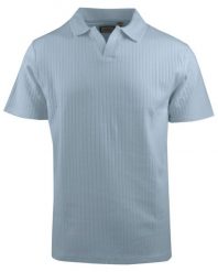 Dzianinowa Koszulka Polo - Dekolt Bez Guzików - Brave Soul - Błękitna. Niebieskie koszulki polo męskie Brave Soul, l, bez wzorów, z bawełny, bez ramiączek. Za 99.00 zł.