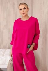 Komplet new punto bluza + spodnie fuksja. Czerwone bluzy bez kaptura damskie KESI, l, z bawełny. Za 347.13 zł.
