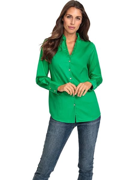 Heine Bluzka w kolorze zielonym rozmiar: 40. Zielone bluzki damskie Heine, bez wzorów, bez kołnierzyka, bez ramiączek. Za 109.26 zł.