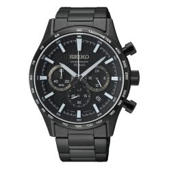 Seiko Mężczyźnizegarek Seiko Chronograph czarny - stal nierdzewna Zegarki męskie 1 ct Męskie. Czarne zegarki męskie Seiko, szklane. Za 1,645.99 zł.