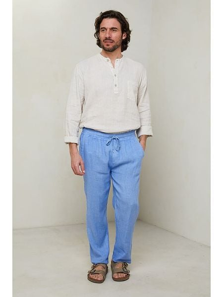 Lin Passion Spodnie w kolorze błękitnym rozmiar: S/M. Niebieskie spodnie materiałowe męskie Lin Passion, bez wzorów, z bawełny. Za 91.77 zł.