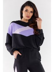 Awama Bluza w kolorze czarno-lawendowym rozmiar: XL. Czarne bluzy z kapturem damskie Awama, xl. Za 84.01 zł.