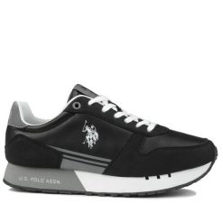 Buty sneakersy męskie U.S. Polo Assn. Białe buty sportowe na co dzień męskie U.S. Polo Assn., z denimu, bez zapięcia, trekkingowe. Za 198.00 zł.