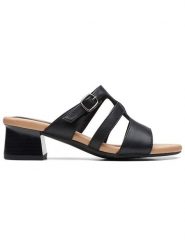 Clarks Skórzane klapki "Desirae Palm" w kolorze czarnym rozmiar: 39,5. Czarne klapki damskie Clarks, bez wzorów, bez obcasa. Za 140.53 zł.