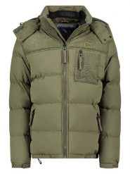 Geographical Norway Kurtka pikowana "Dupalo" w kolorze khaki rozmiar: S. Brązowe kurtki męskie Geographical Norway, s, z aplikacjami, bez kaptura. Za 202.03 zł.