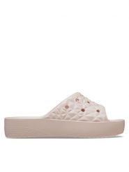 Crocs Klapki Classic Platform Geometric Slide W 209564 Różowy. Czerwone klapki damskie Crocs, bez wzorów, z tworzywa sztucznego, bez obcasa. Za 199.99 zł.
