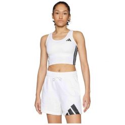 Damski tank top adidas Workout Essentials 3-Stripes. Białe topy sportowe damskie Adidas, l, bez wzorów, z materiału, bez ramiączek. Za 149.95 zł.