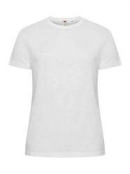 Clique Basic-T Women T‑shirt damski, dopasowany krój, 100% bawełna – white. Białe t-shirty damskie CLIQUE, xl, bez wzorów, z bawełny, bez kołnierzyka. Za 97.35 zł.
