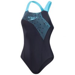 Strój pływacki jednoczęściowy damski Speedo Medley Logo Medalist. Niebieskie stroje jednoczęściowe damskie Speedo, bez wzorów. Za 243.50 zł.