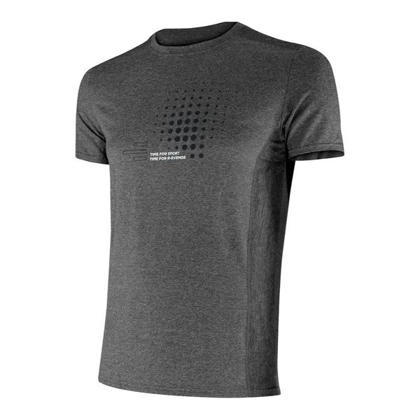 Męska koszulka techniczna z krótkim rękawem w kolorze szarym. Szare t-shirty sportowe męskie R-EVENGE, m, z materiału, bez ramiączek, na fitness i siłownię. Za 114.89 zł.