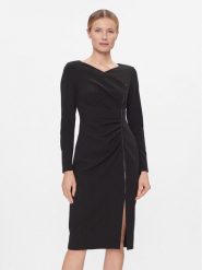 DKNY Sukienka koktajlowa DD3J1493 Czarny Regular Fit. Czarne sukienki damskie DKNY, bez wzorów, z syntetyku, wizytowe, bez kołnierzyka, bez ramiączek. Za 739.99 zł.