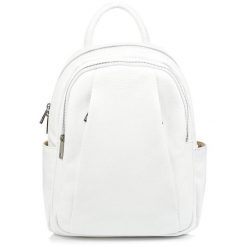 Biały Włoski Plecak Skórzany A4 damski dużo kieszeni C79. Białe plecaki damskie bez wzorów. Za 319.90 zł.