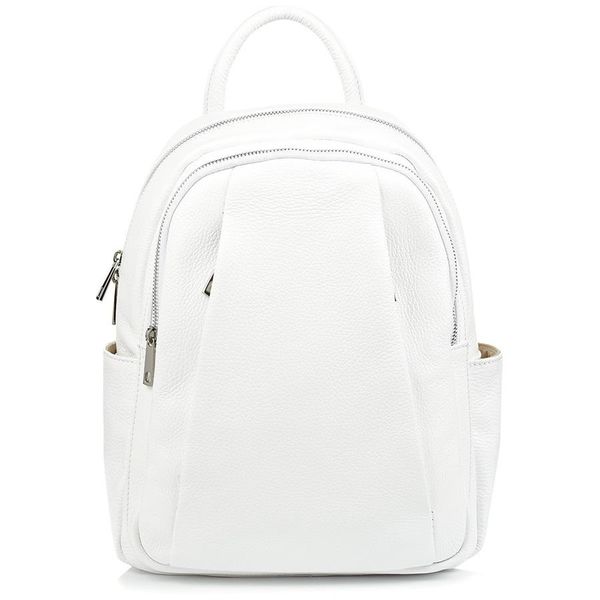 Biały Włoski Plecak Skórzany A4 damski dużo kieszeni C79. Białe plecaki damskie bez wzorów. Za 319.90 zł.