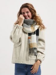 TRAVELIN' Szal w kolorze czarno-beżowo-kremowym rozmiar: onesize. Brązowe szaliki i kominy damskie Travelin', bez wzorów, ze skóry. Za 173.99 zł.