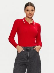 Tommy Jeans Sweter DW0DW19887 Czerwony Slim Fit. Czerwone swetry klasyczne damskie Tommy Jeans, xl, z bawełny, bez kołnierzyka. Za 309.99 zł.