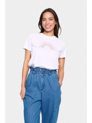 SAINT TROPEZ Koszulka w kolorze białym rozmiar: S. Białe t-shirty damskie Saint Tropez, s, bez wzorów, z bawełny, bez kołnierzyka. Za 56.99 zł.