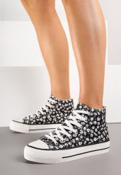 Czarne Casualowe Trampki za Kostkę w Kwiatowy Wzór Follarita. Czarne trampki i tenisówki damskie Born2be, bez wzorów, z jeansu, za kostkę. Za 44.99 zł.