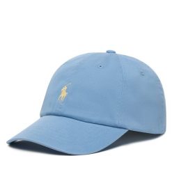 Czapka z daszkiem Polo Ralph Lauren. Niebieskie czapki z daszkiem damskie Polo Ralph Lauren, bez wzorów. Za 269.99 zł.