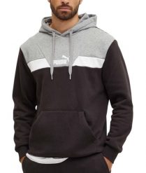 Męska bluza sportowa dresowa bawełniana PUMA COLORBLOCK 681731-01. Czarne bluzy sportowe męskie Puma, bez wzorów, z bawełny, klasyczne, bez kołnierzyka, bez ramiączek. Za 129.99 zł.