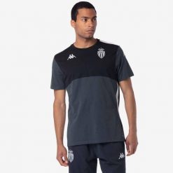 Koszulka AS Monaco Ayba 8 2024/25. Czarne t-shirty sportowe męskie Kappa, bez ramiączek, do piłki nożnej. Za 168.65 zł.