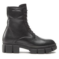 Botki KARL LAGERFELD. Czarne botki damskie Karl Lagerfeld, bez obcasa, na płaskiej podeszwie, bez zapięcia. Za 1,159.00 zł.