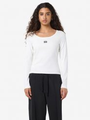 Noisy may Koszulka w kolorze białym rozmiar: L. Białe bluzki damskie Noisy may, l, bez wzorów, z bawełny, bez kołnierzyka, bez ramiączek. Za 78.47 zł.