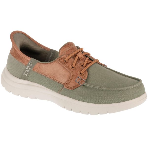 Buty do chodzenia damskie, Skechers Slip-Ins: On-The-Go Flex - Palmilla. Zielone trampki i tenisówki damskie Skechers, bez wzorów. Za 339.99 zł.