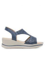 Clara Barson Sandały WYL0510-27 Niebieski. Niebieskie sandały damskie Clara Barson, bez wzorów, z syntetyku, bez obcasa, na koturnie. Za 59.99 zł.