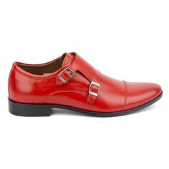Olivier Skórzane buty wizytowe Monki 306LU czerwone. Czerwone buty wizytowe męskie z jeansu, bez zapięcia. Za 367.89 zł.
