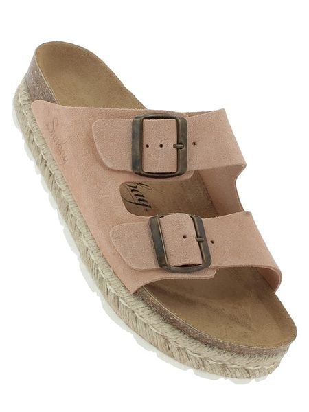 Sunbay Skórzane klapki "Orange" w kolorze jasnoróżowym rozmiar: 41. Różowe klapki damskie Sunbay, bez wzorów, bez obcasa, na platformie. Za 153.71 zł.