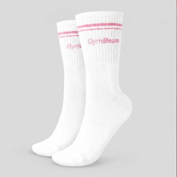 Skarpety unisex fitness 3/4 różowe Crew. Czerwone skarpetki męskie GYMBEAM, bez wzorów, z bawełny. Za 17.90 zł.