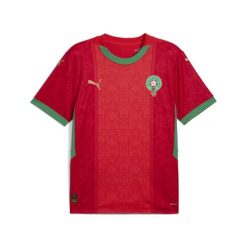Męska koszulka domowa Maroko 2025 PUMA. Czerwone t-shirty sportowe męskie Puma, m, bez ramiączek, do piłki nożnej. Za 419.00 zł.