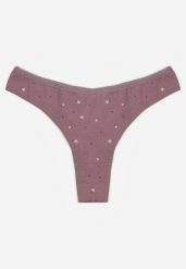 Fioletowe Majtki Stringi z Bawełną w Kwiaty Calylia. Fioletowe stringi damskie Born2be, l, bez wzorów, z bawełny. Za 5.99 zł.