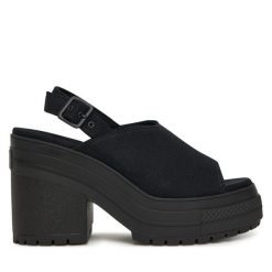 Sandały Converse. Czarne sandały damskie Converse, bez wzorów, bez obcasa, na słupku. Za 329.99 zł.