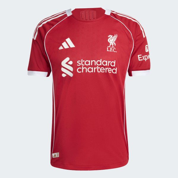 Koszulka podstawowa Liverpool FC 25/26 Authentic. Czerwone t-shirty sportowe męskie Adidas, l, z materiału, bez ramiączek, do piłki nożnej. Za 649.00 zł.
