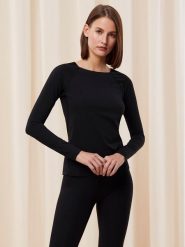 Triumph Bluzka Flex Smart Top LSL EX 01 10216446 Czarny Slim Fit. Czarne bluzki damskie Triumph, l, bez wzorów, z syntetyku, bez kołnierzyka. Za 219.99 zł.
