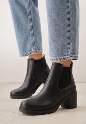 Czarne Klasyczne Botki Sztyblety VICES na Słupku Cezeira. Czarne botki damskie Born2be, eleganckie, bez obcasa, na obcasie, bez zapięcia. Za 109.99 zł.