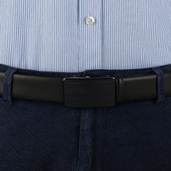 Pasek męski skórzany 3,5 cm klamra automatyczna Beltimore czarny 02-591 : Kolory - czarny, Rozmiar pasków - r.110-125 cm. Czarne paski męskie bez wzorów, ze skóry, wizytowe. Za 64.99 zł.