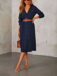 Milan Kiss Sukienka w kolorze granatowym rozmiar: S. Niebieskie sukienki damskie Milan Kiss, na co dzień, s, bez wzorów, z bawełny, bez kołnierzyka, bez ramiączek, midi, proste. Za 183.15 zł.