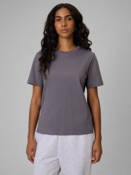 Жіночий T-shirt regular однотонний - сірий. T-shirty damskie 4f, xl, bez wzorów, bez kołnierzyka. Za 899.90 zł.